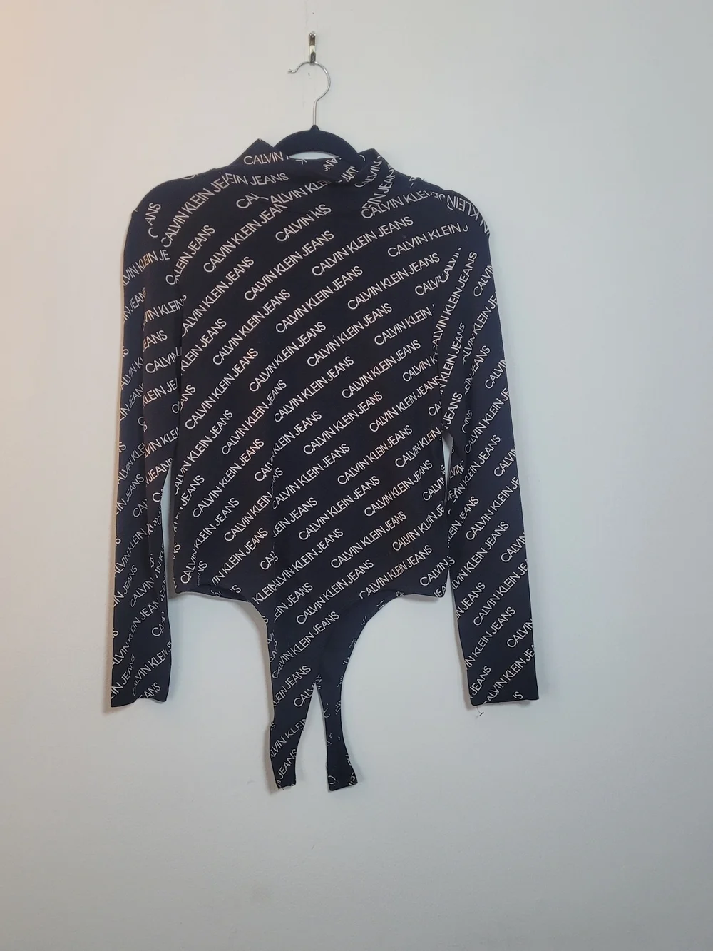 Calvin Klein Women's Black Long Sleeve Mock Neck Bodysuit Size XLarge